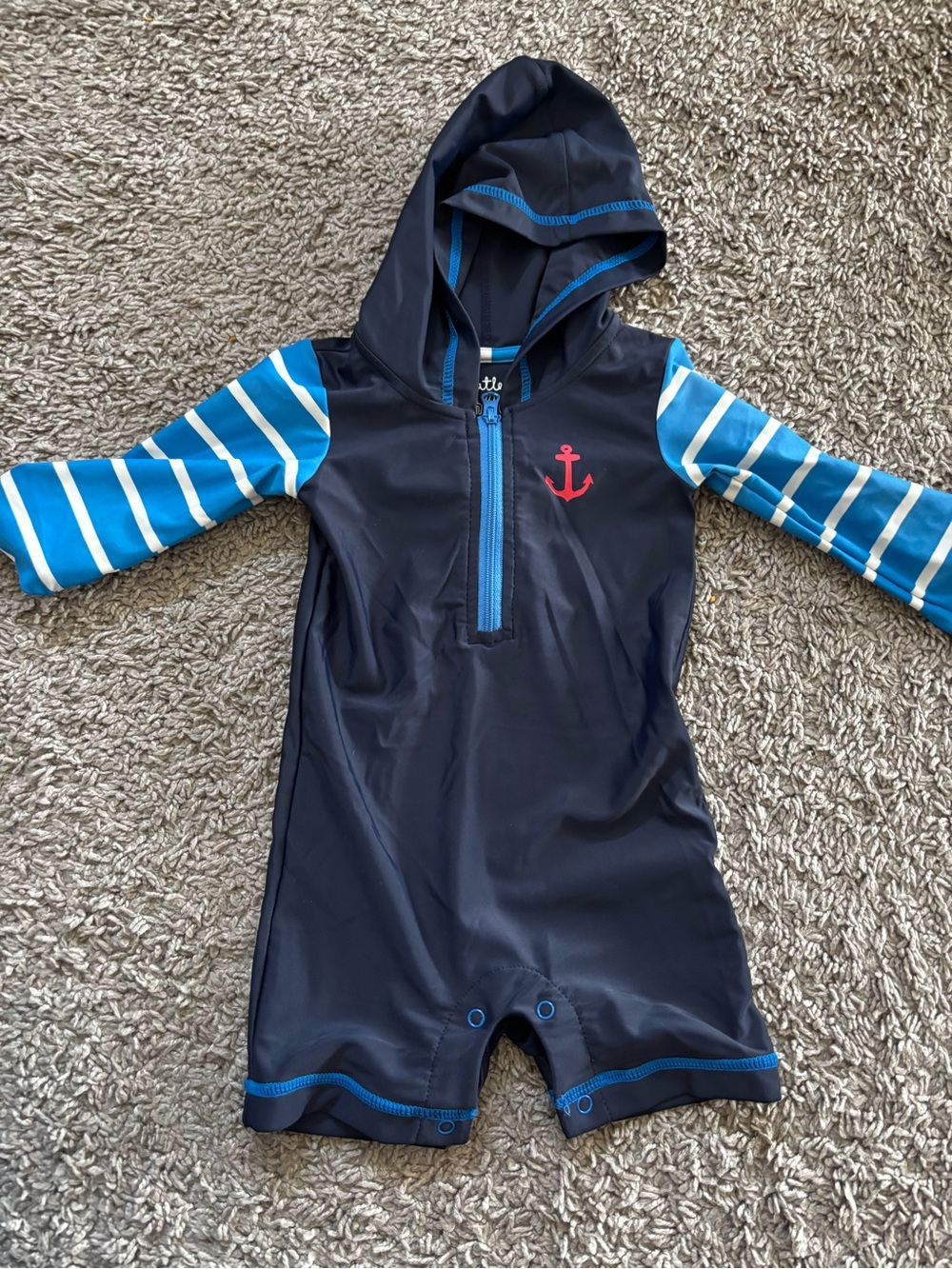 Hatley Navy Swim Romper size 3-6 months